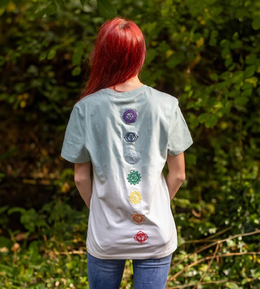 Organic Embroidered Chakra Tie-Dye T-Shirt - Image 1